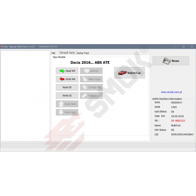 DA0003 Dacia 2016 ... change KM ABS ATE OBD 1 dijagnostika automobila