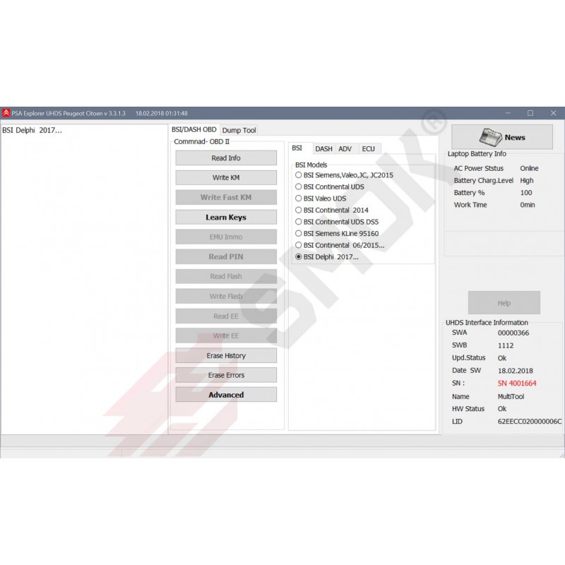 PT0015 BSI Delphi 2017 ... change KM OBD 1 dijagnostika automobila